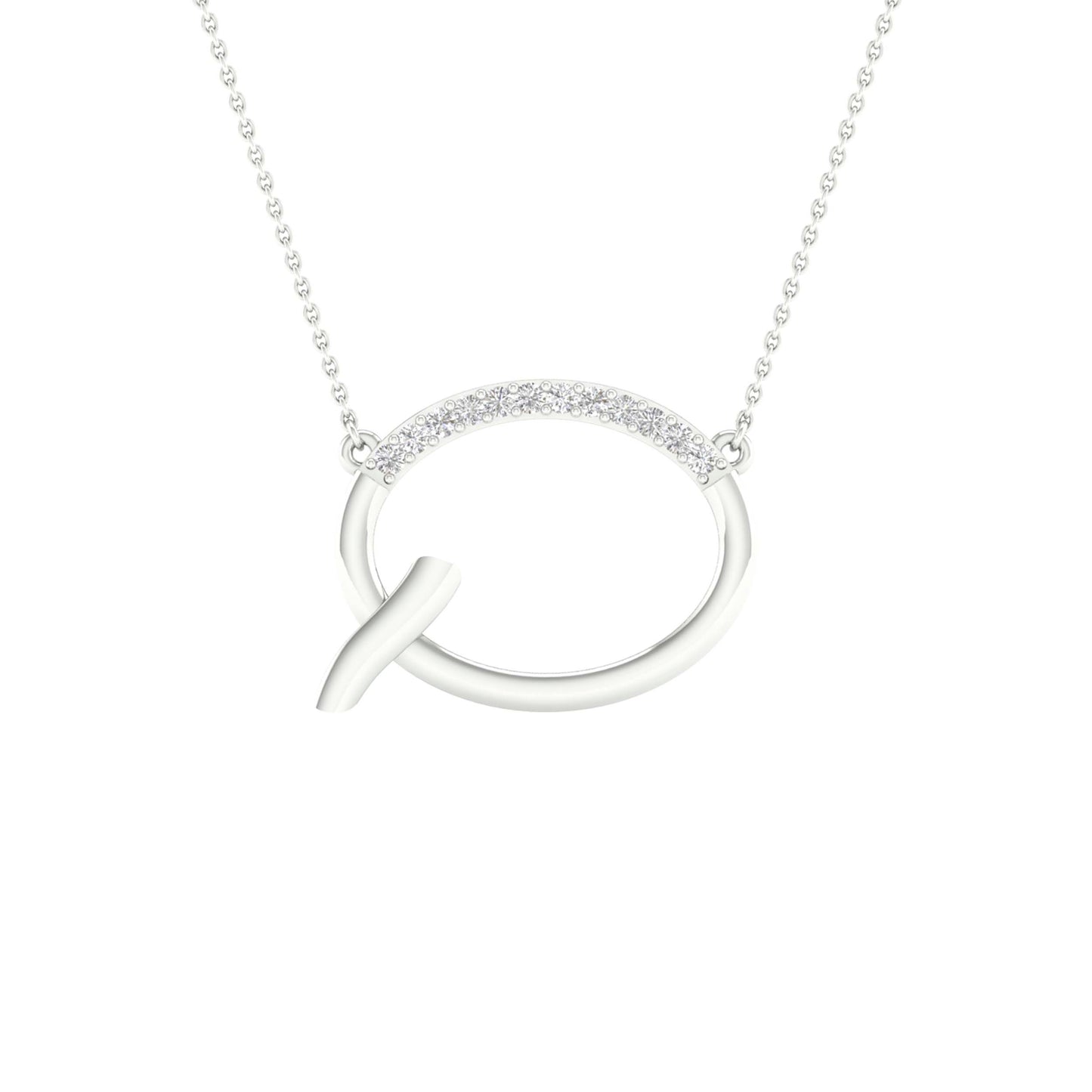 10kt White Gold 1/20ctw Diamond P1p2 Ladies Initial "q" Necklace