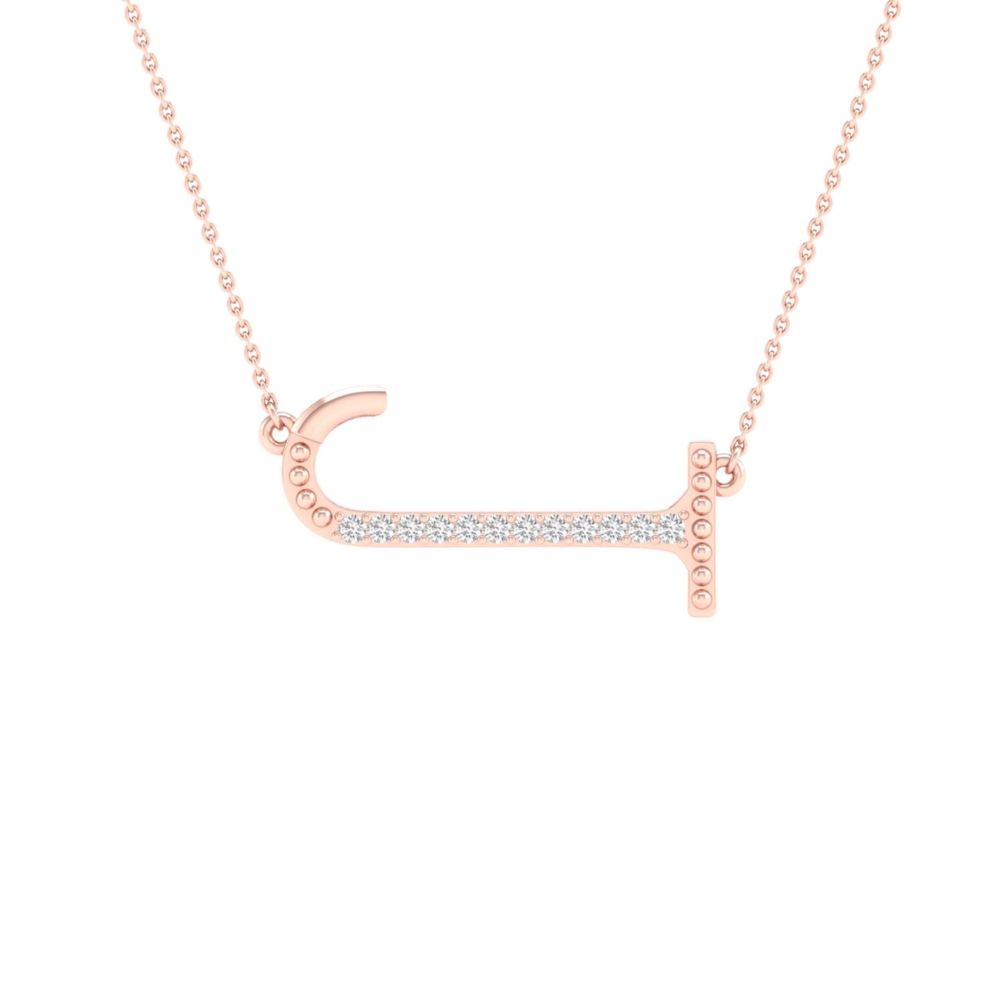 10kt Rose Gold 1/20ctw Diamond P1p2 Ladies Initial "j" Necklace