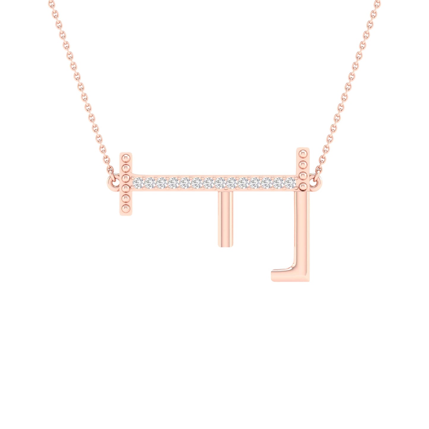 10kt Rose Gold 1/20ctw Diamond P1p2 Ladies Initial "f" Necklace