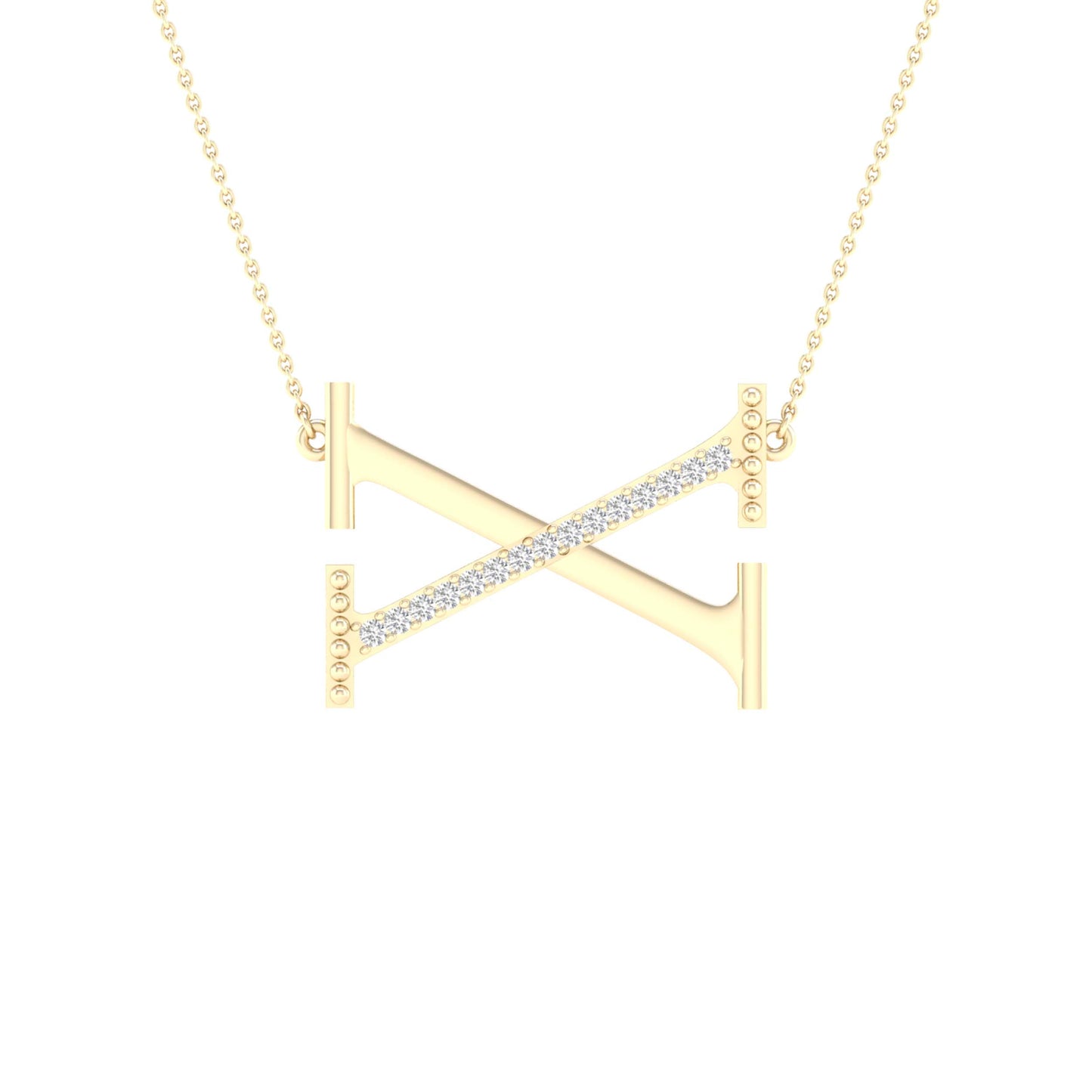 10kt Yellow Gold 1/20ctw Diamond P1p2 Ladies Initial "x" Necklace