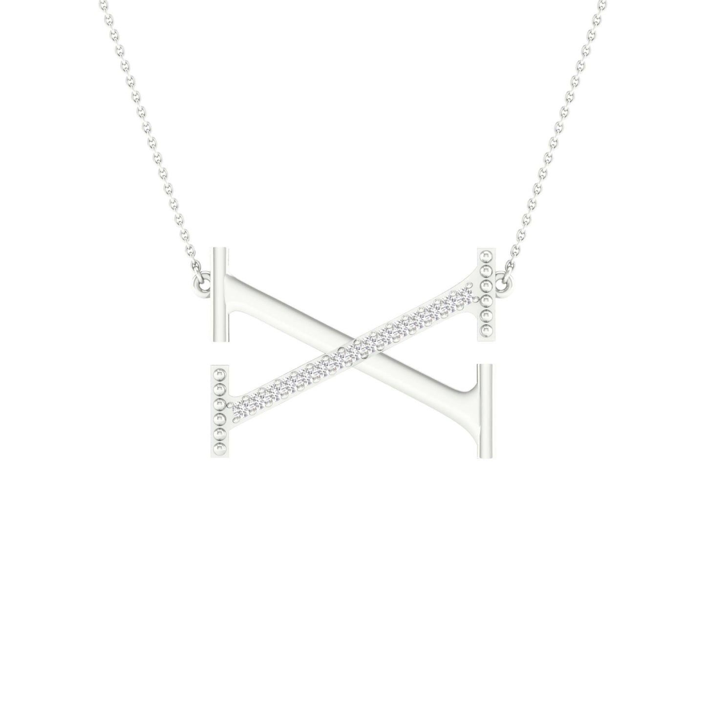 10kt White Gold 1/20ctw Diamond P1p2 Ladies Initial "x" Necklace