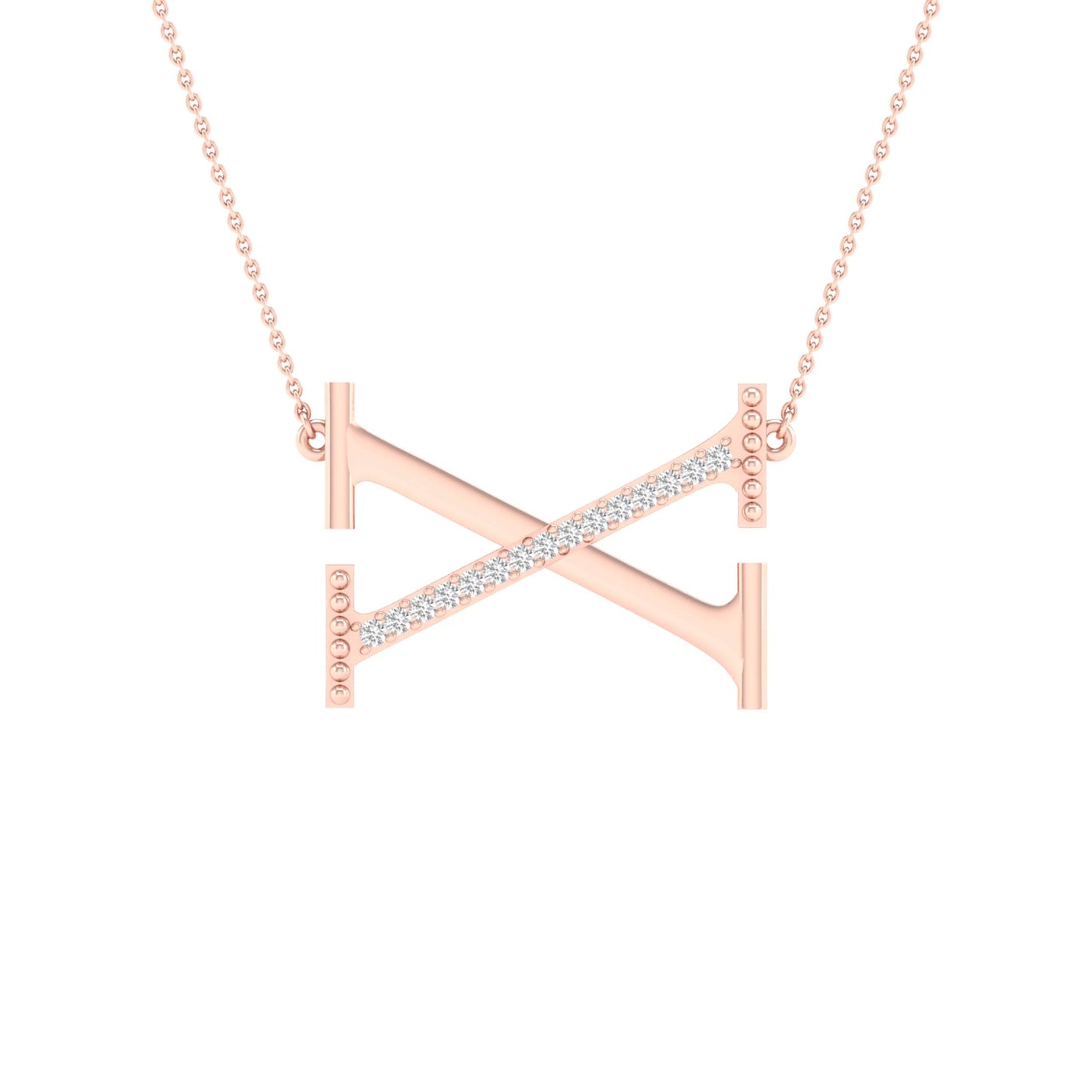 10kt Rose Gold 1/20ctw Diamond P1p2 Ladies Initial "x" Necklace