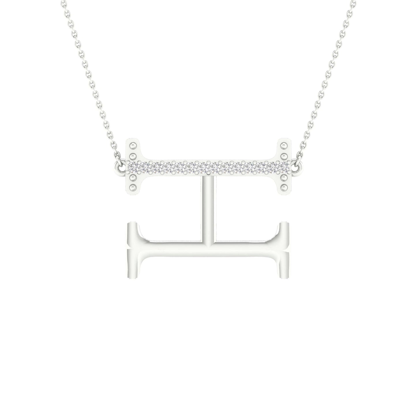 10kt White Gold 1/20ctw Diamond P1p2 Ladies Initial "h" Necklace