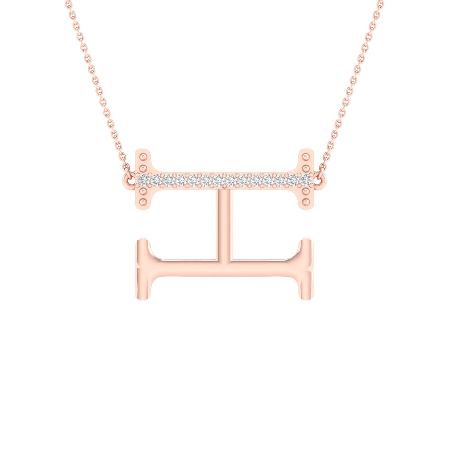 10kt Rose Gold 1/20ctw Diamond P1p2 Ladies Initial "h" Necklace