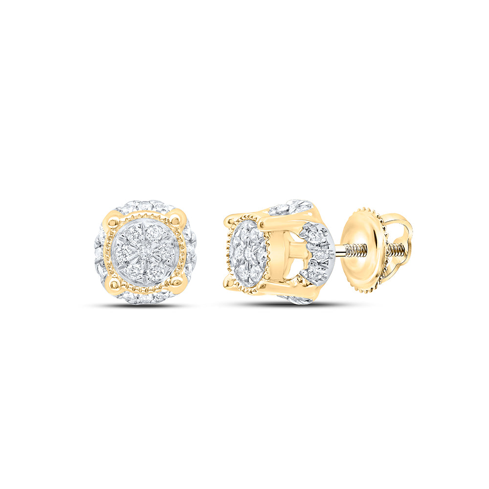 10K Yellow Gold 1/8Ctw Natural Diamond Cn Round Earring