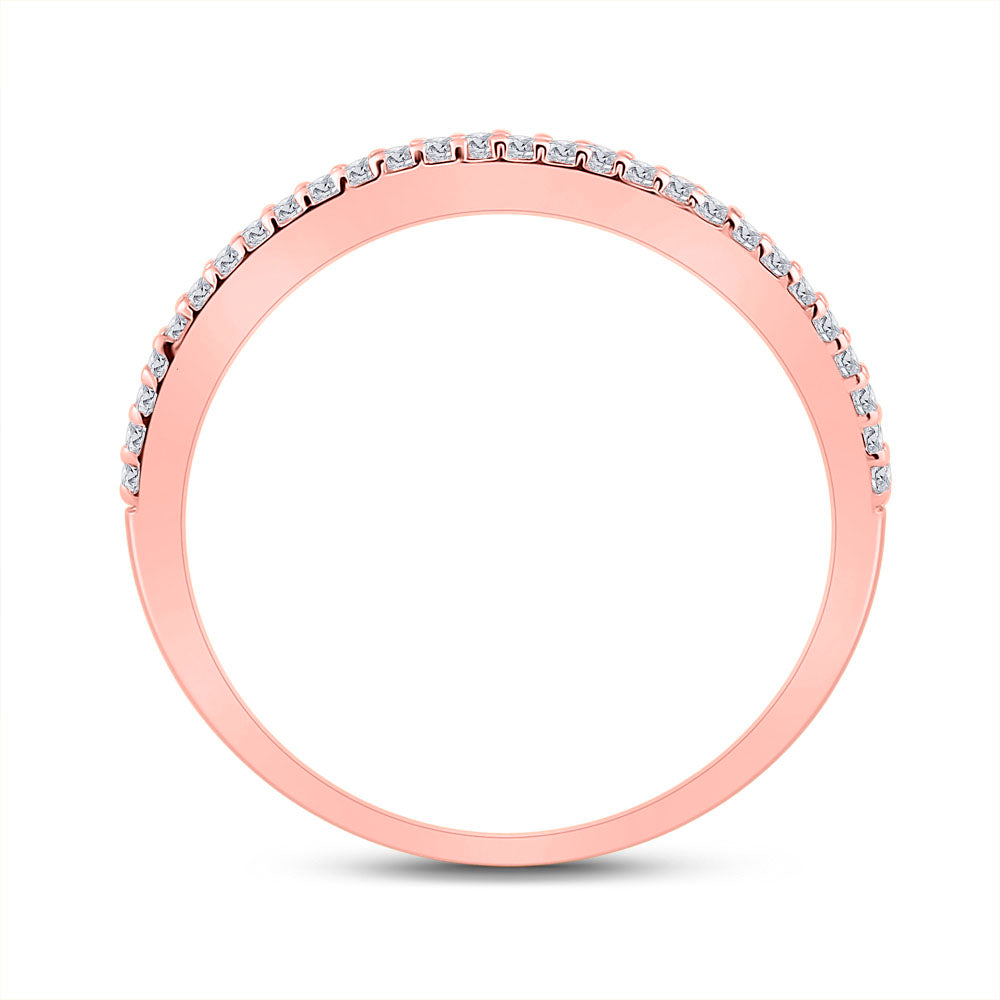 10K Rose Gold Womens Round Diamond Heart Band Ring 1/6 Cttw, Womens Size: 5-10
