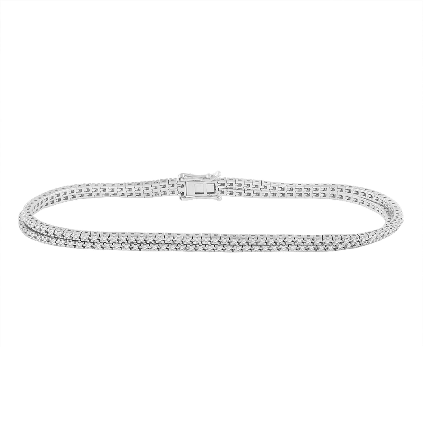 14K White Gold Womens Round Diamond Fashion Bracelet 1 Cttw