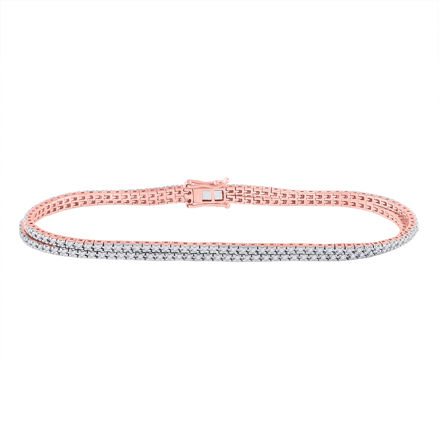 14K Rose Gold Womens Round Diamond Fashion Bracelet 1 Cttw