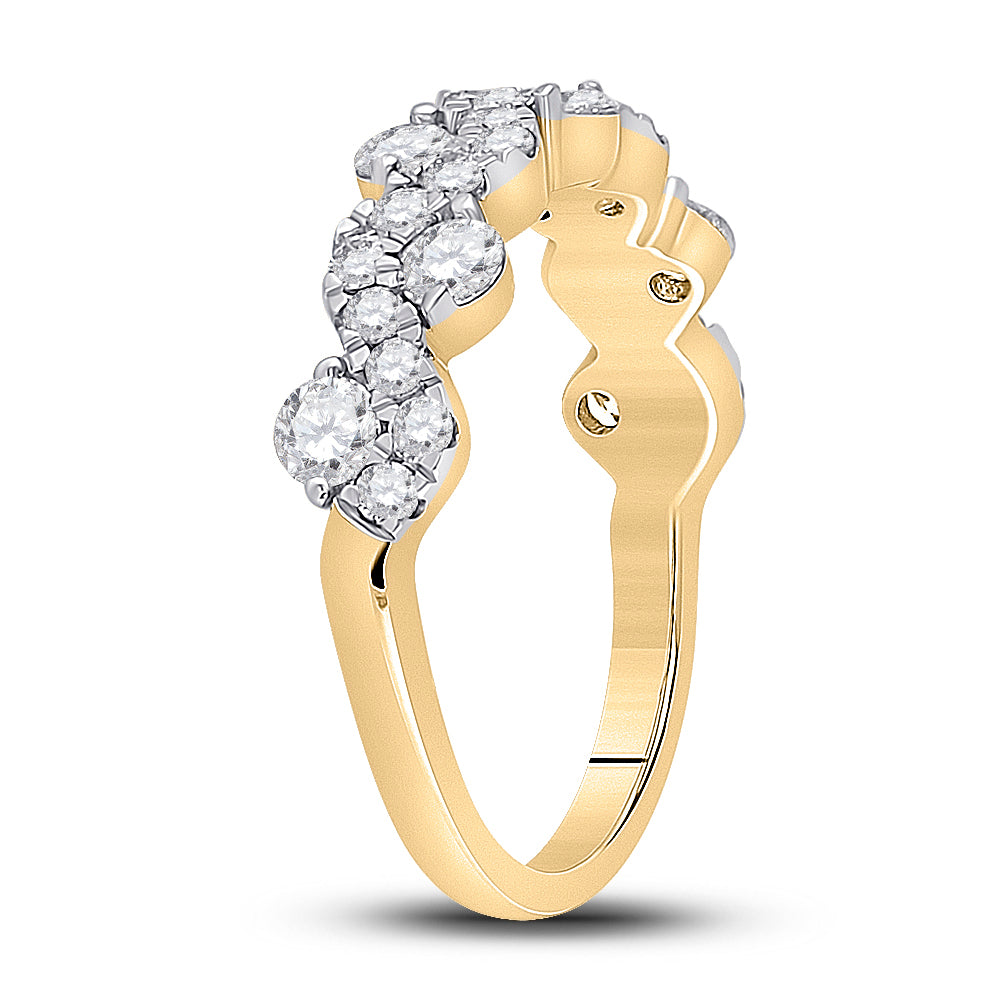 14kt Yellow Gold 1 Ct Diamond Cn Fashion High Ladies Wedding Band