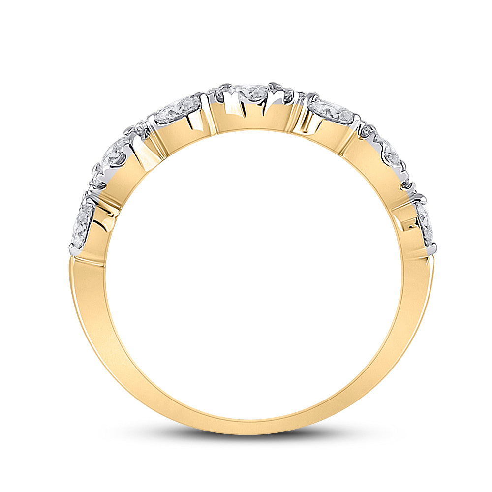 14kt Yellow Gold 1 Ct Diamond Cn Fashion High Ladies Wedding Band