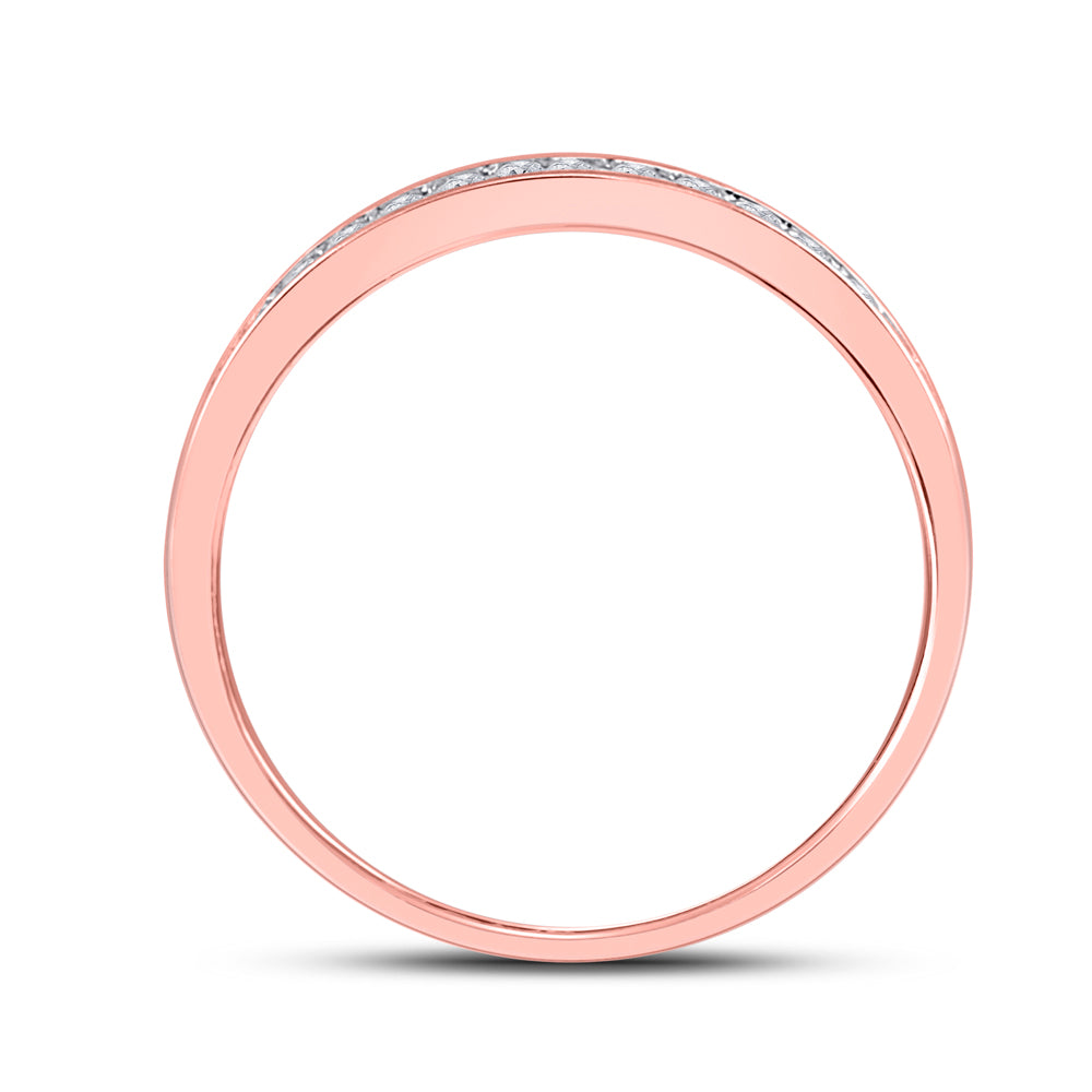 10K Rose Gold Round Diamond Halo Bridal Wedding Ring Band Set 1/2 Cttw, Womens Size: 5-10