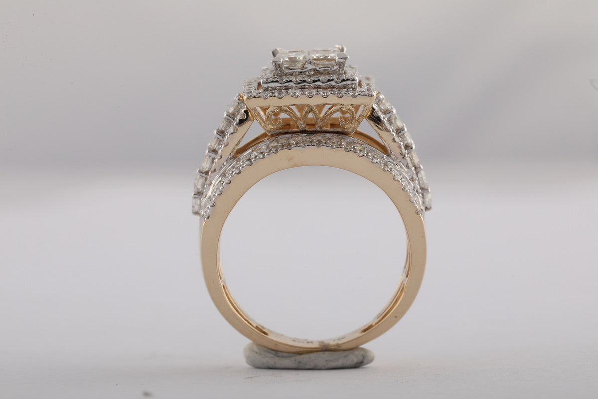 14K Yellow Gold 2 7/8 Ct Diamond Bridal Set, Womens Size: 5-9