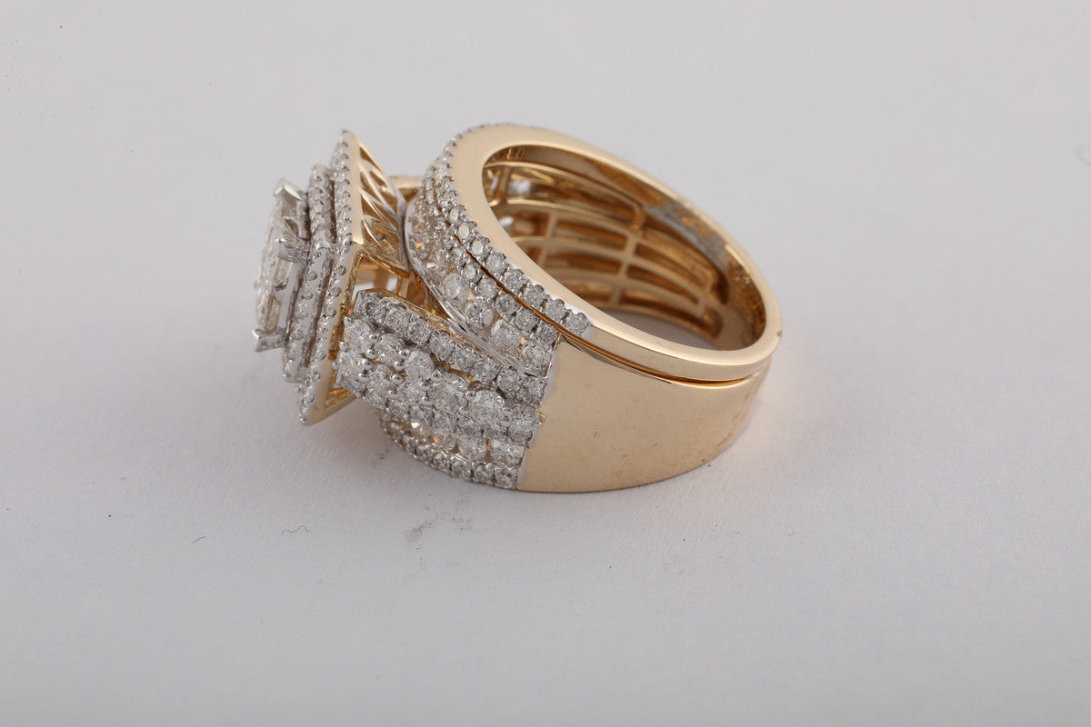 14K Yellow Gold 2 7/8 Ct Diamond Bridal Set, Womens Size: 5-9