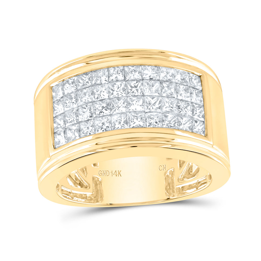 14K Yellow Gold 2 5/8 Ct Diamond Invisible Fashion Mens Band, Mens Size: 8-12