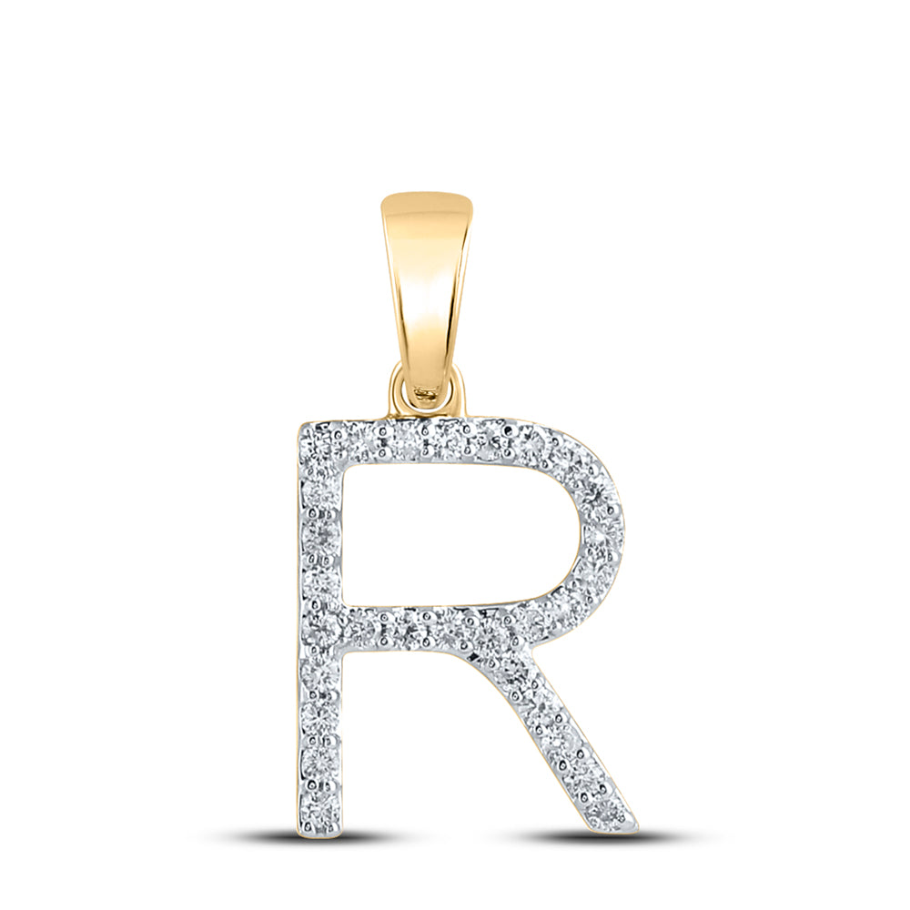 10kt Yellow Gold 1/5 Cttw Diamond Ladies Initial " R" Pendant