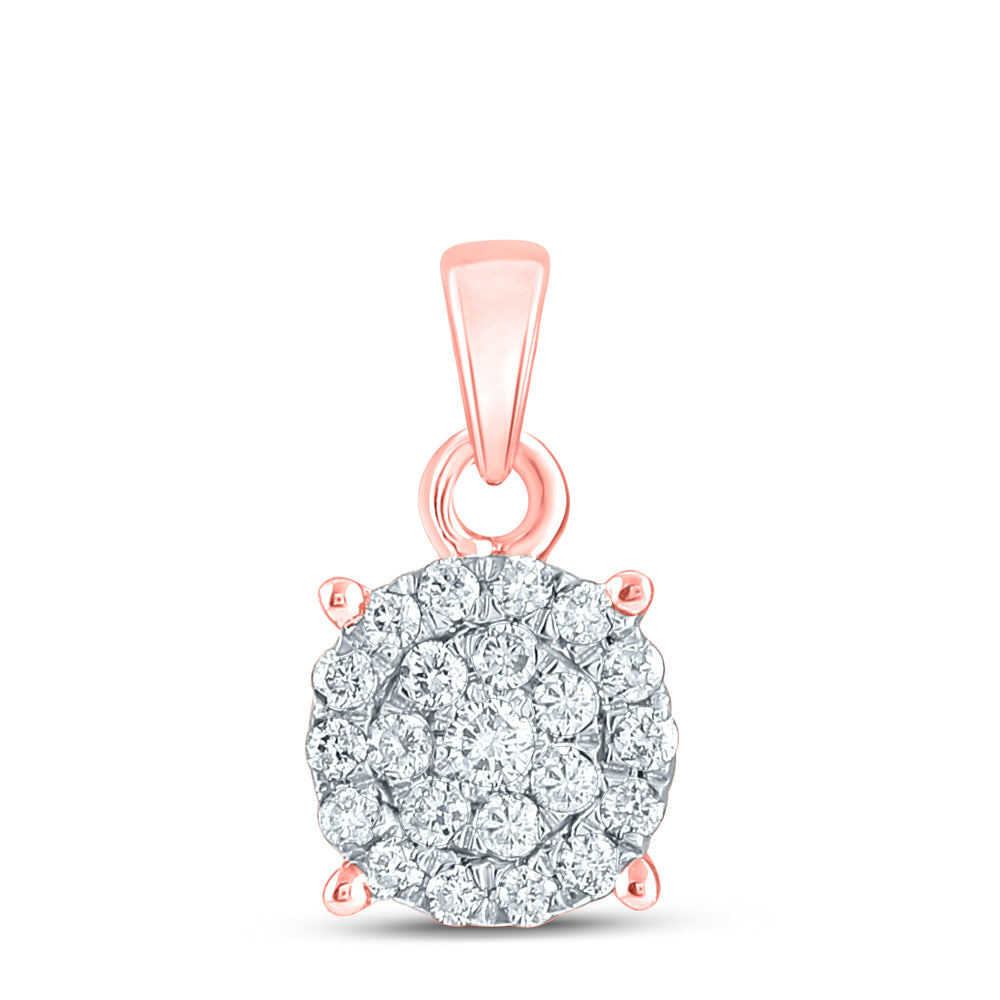 10K Rose Gold Womens Round Diamond Cluster Pendant 1/4ctw
