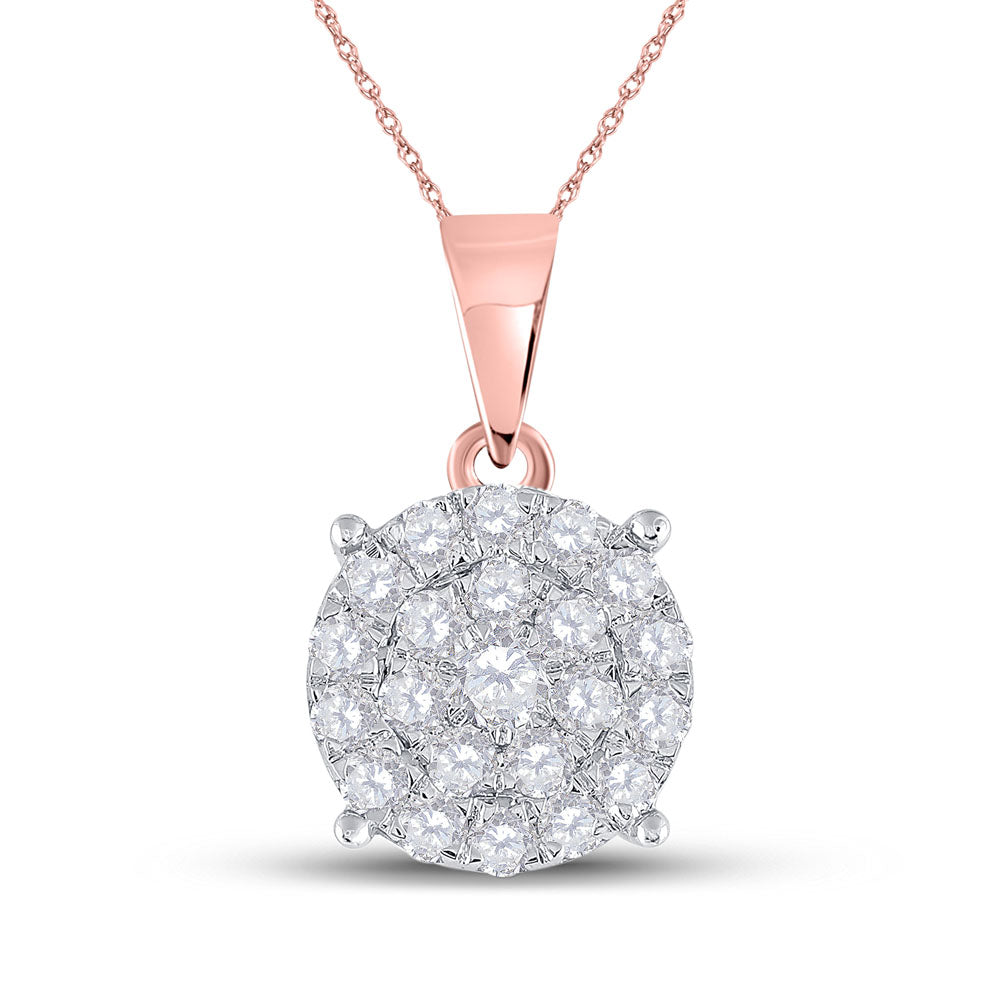 10kt Rose Gold 2ctw Diamond Cindy Round Pendant
