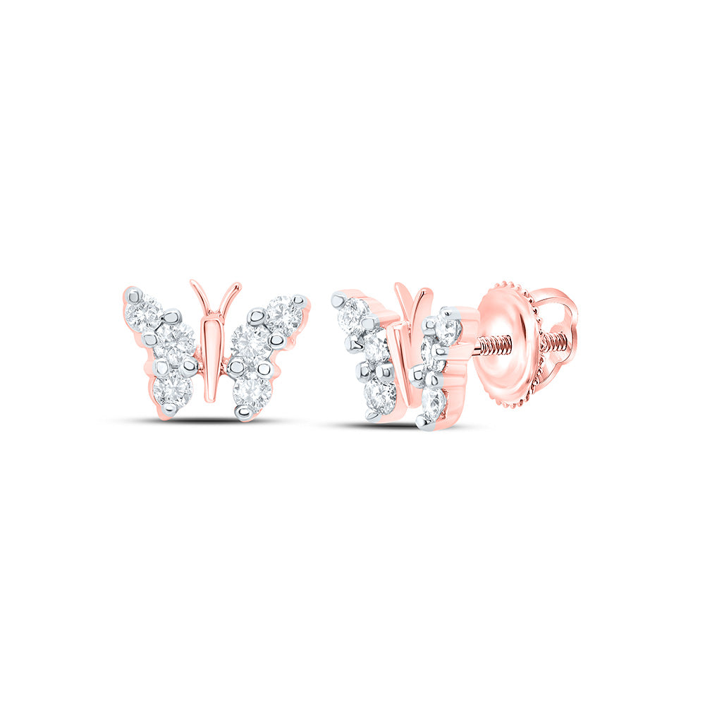 10K Rose Gold 1/5Ctw Natural Diamond P1 Butterfly Earring