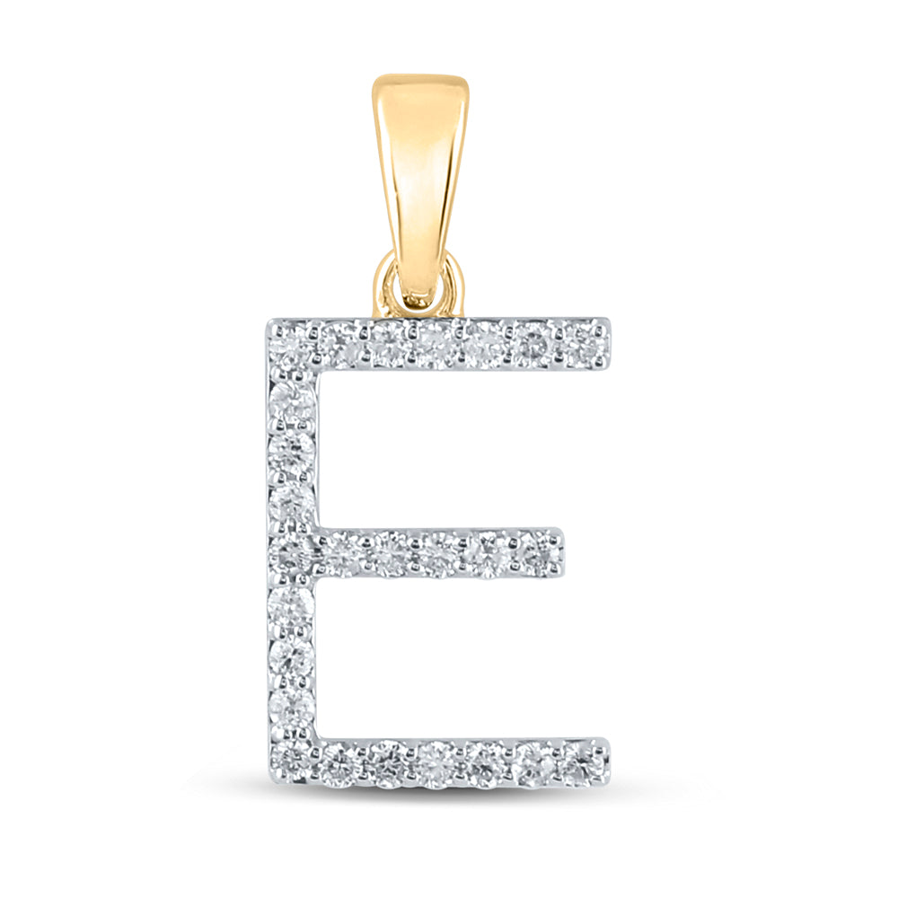 10K Yellow Gold Womens Round Diamond Initial Letter Pendant