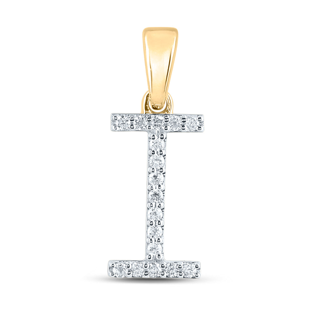 10kt Yellow Gold 1/8ct Diamond Cn Ladies Initial "i" Pendant