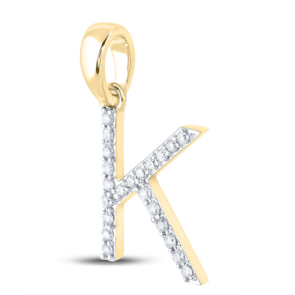 10K White Or Yellow Gold Womens Round Diamond K Initial Letter Pendant