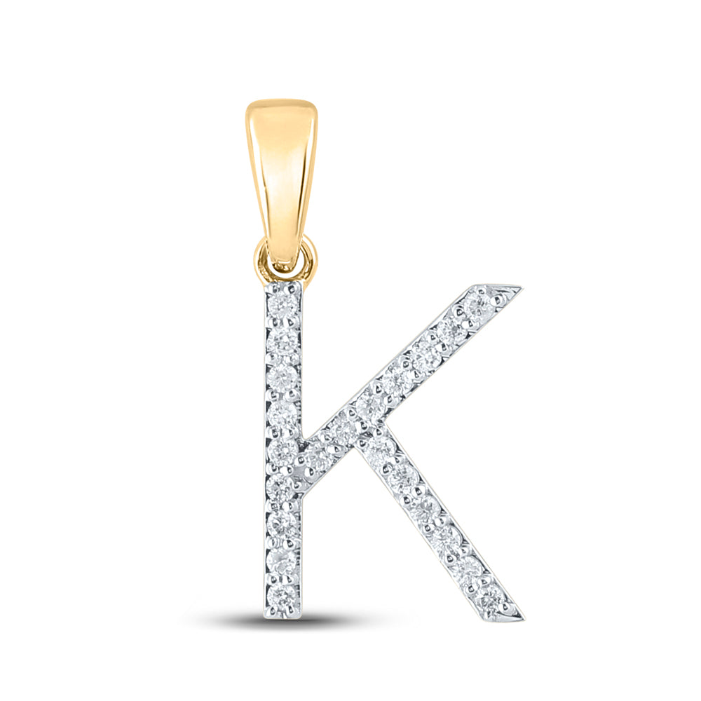 10K White Or Yellow Gold Womens Round Diamond K Initial Letter Pendant