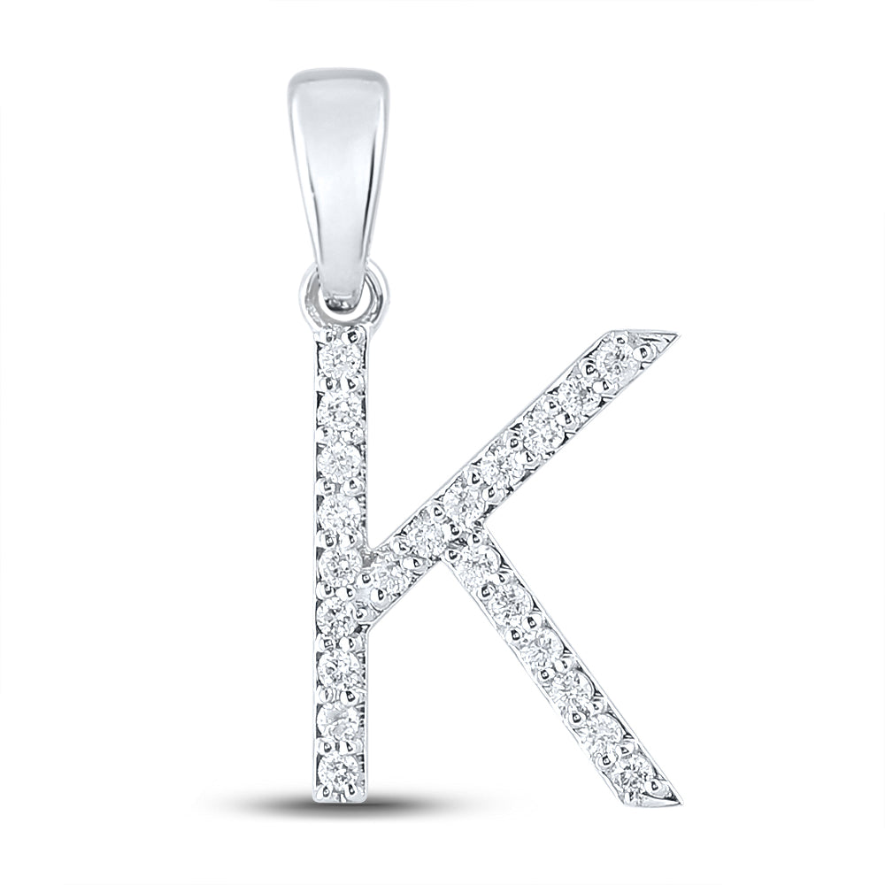 10K White Or Yellow Gold Womens Round Diamond K Initial Letter Pendant