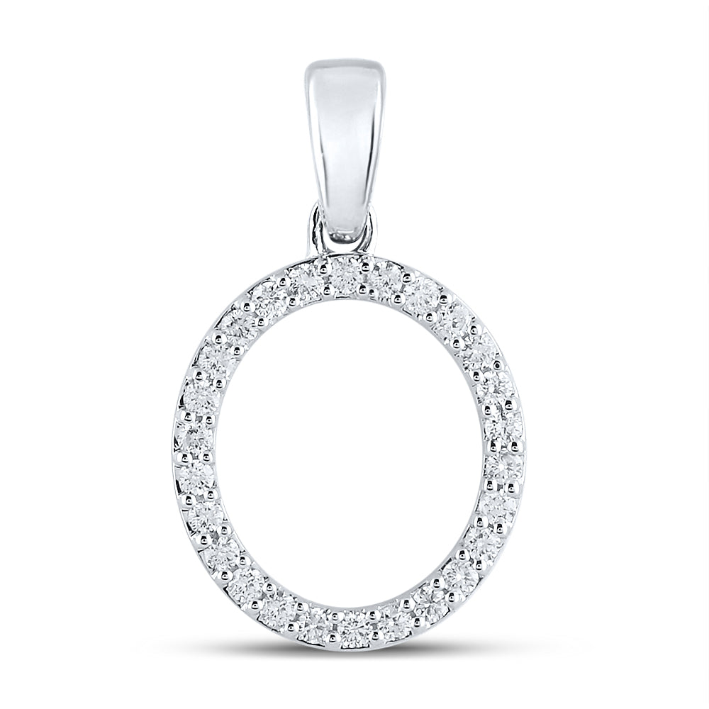 10K White Or Yellow Gold Womens Round Diamond O Initial Letter Pendant