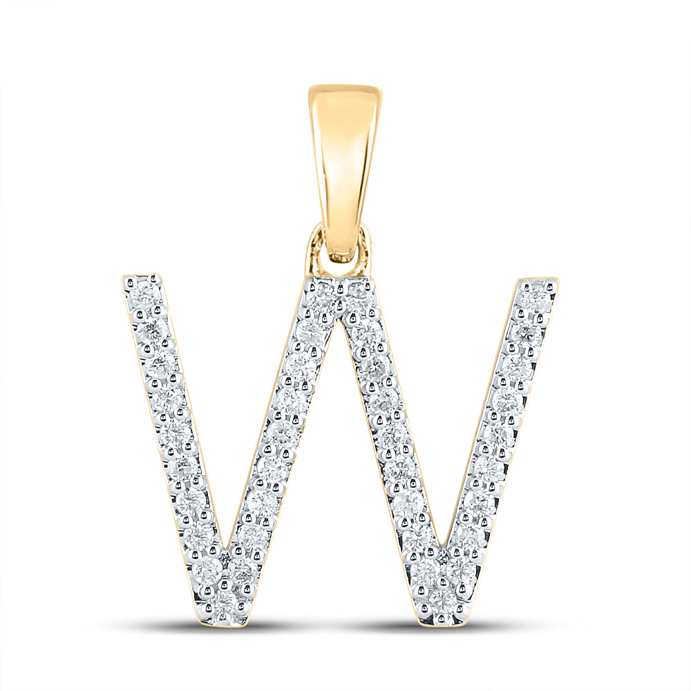10K White Or Yellow Gold Womens Round Diamond W Initial Letter Pendant