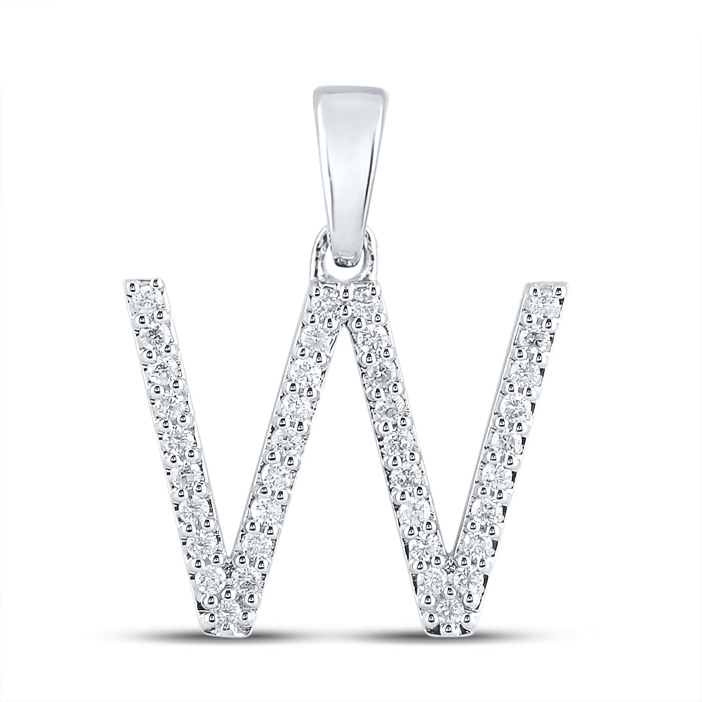 10K White Or Yellow Gold Womens Round Diamond W Initial Letter Pendant