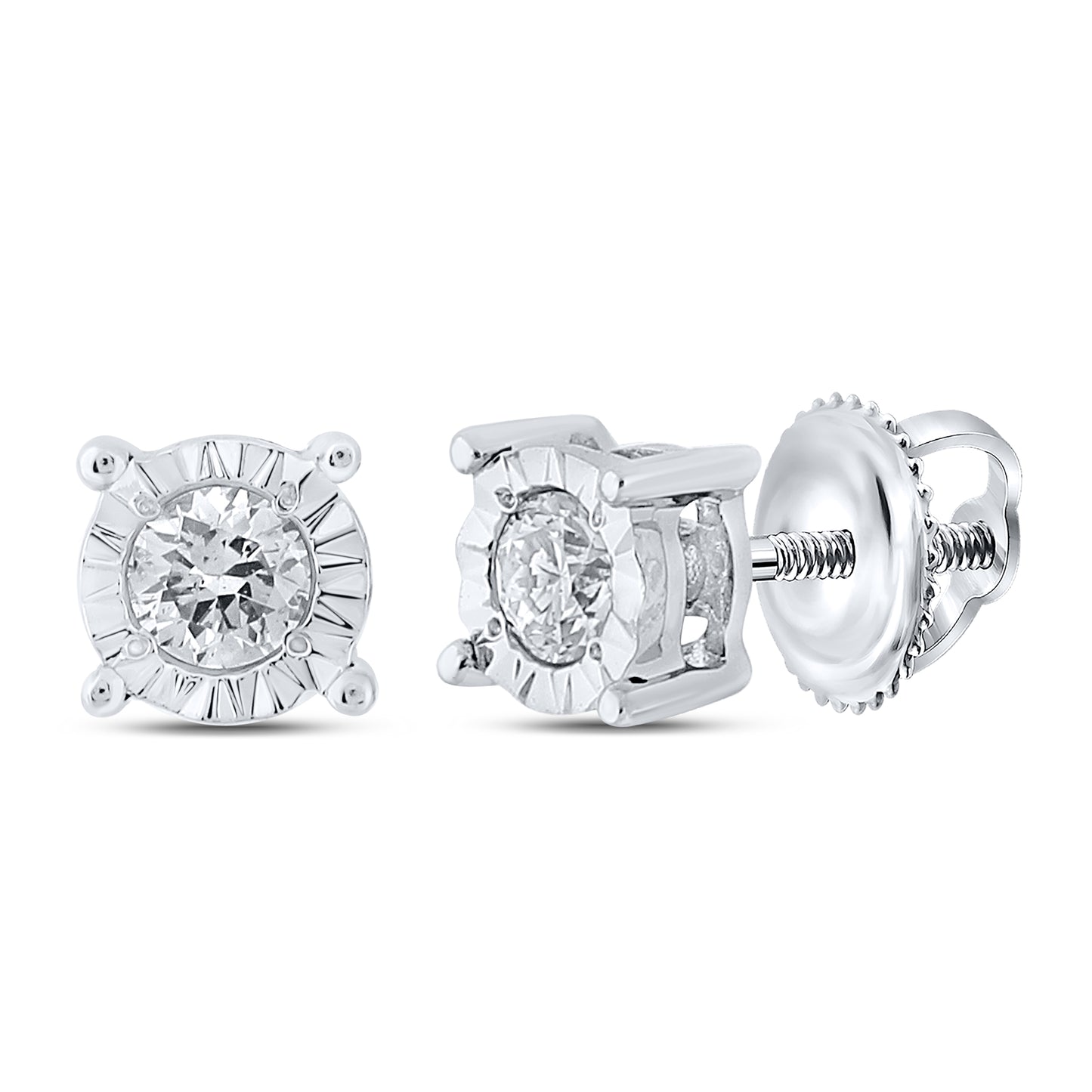 10kt White Gold 1/8 Cttw Diamond Round Stud Earring
