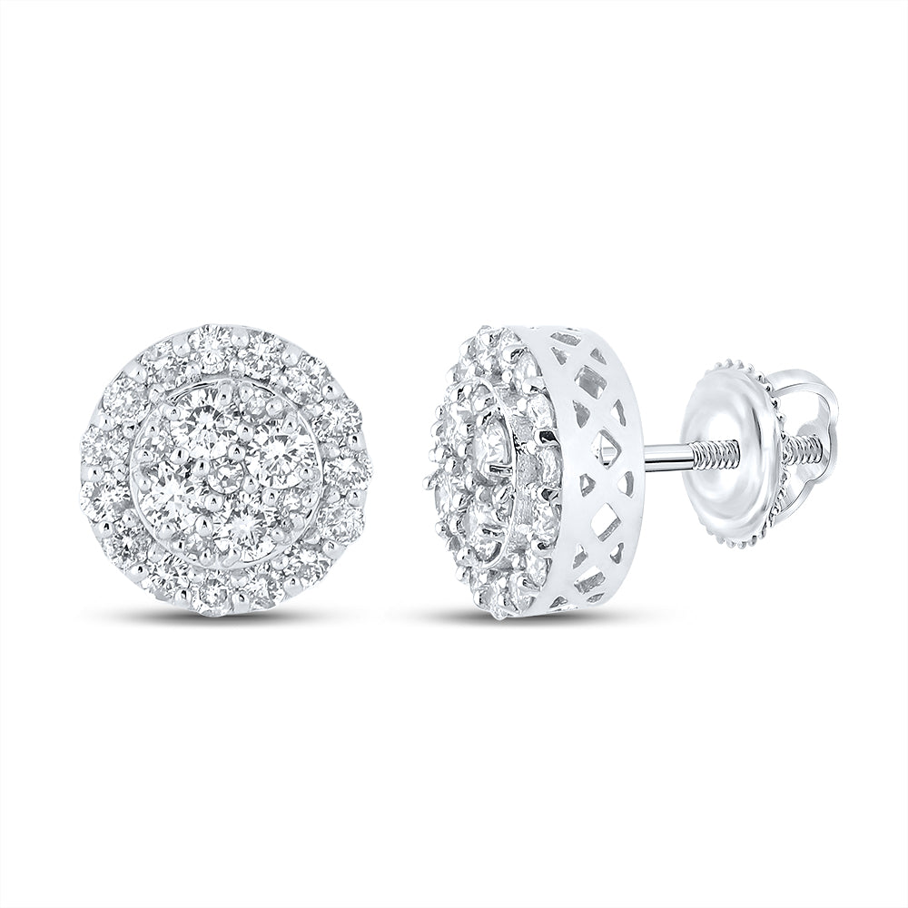 10kt White Gold 7/8 Cttw Diamond Round Earring