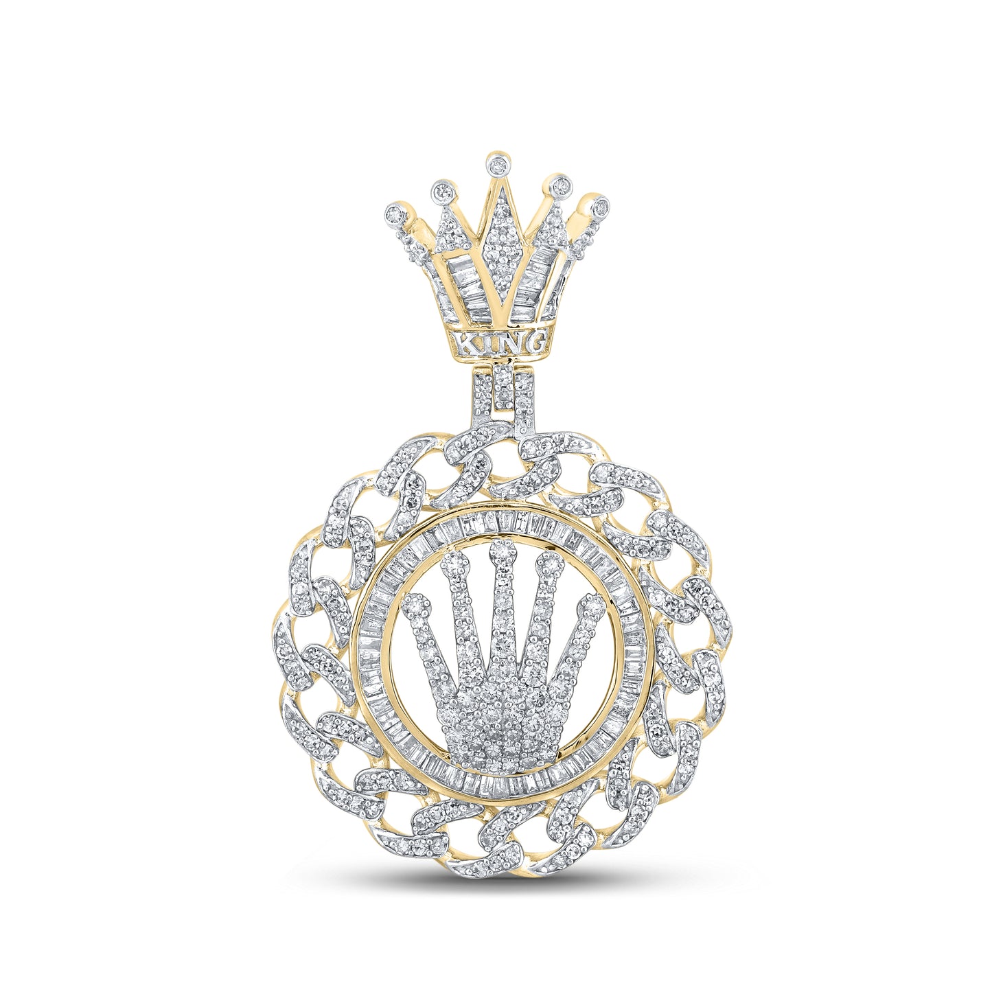 10kt Yellow Gold 1 7/8 Ct Diamond Nk Mens Crown Charm With Crown Loop