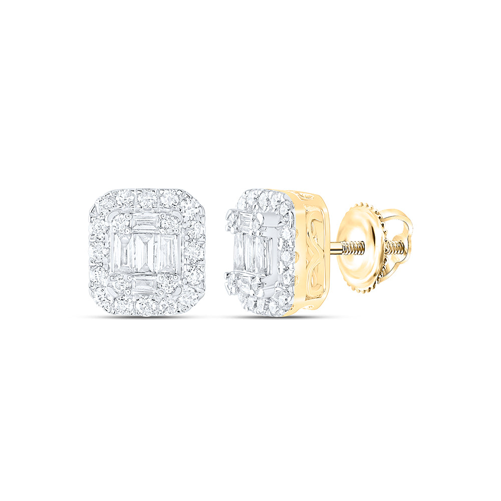14K Yellow Gold 5/8Ctw Natural Diamond Ana M Diana Square Earring