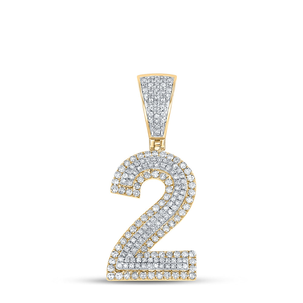 10kt Two-tone Gold 3/4 Cttw Diamond Number " 2" Mens Charm
