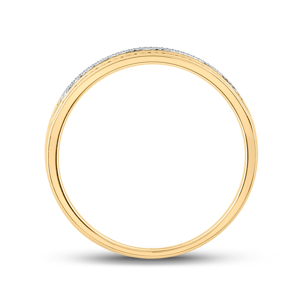 14K Yellow Gold Mens Round Diamond Wedding Band Ring 1/3 Cttw, Mens Size: 7-13