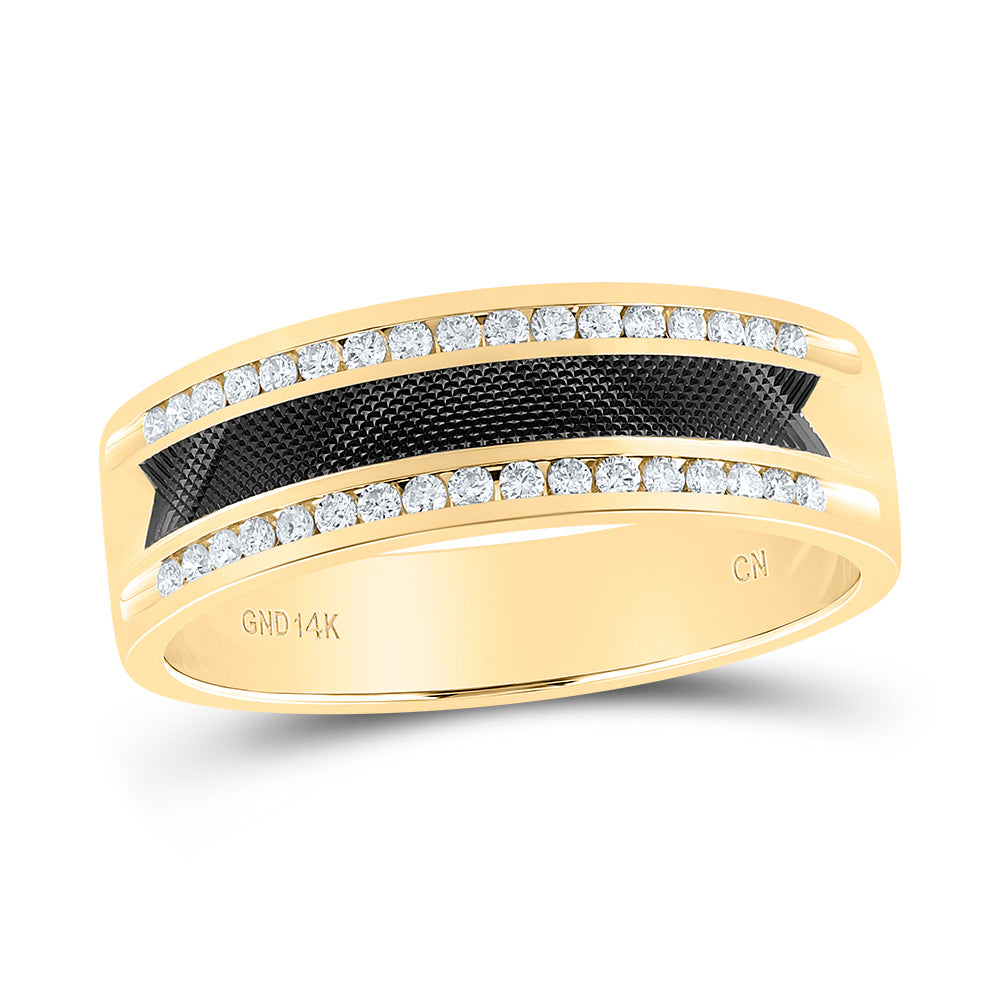 14K Yellow Gold Mens Round Diamond Wedding Band Ring 1/3 Cttw, Mens Size: 7-13