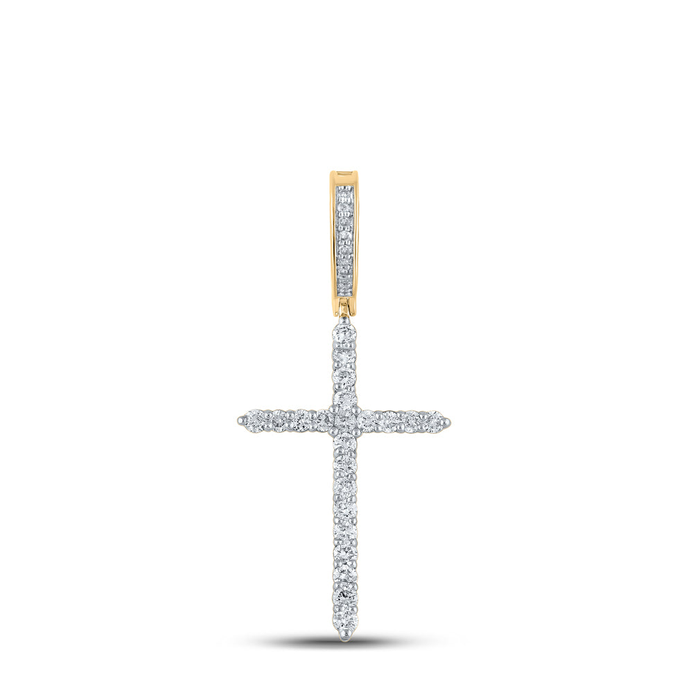 10kt Yellow Gold 1/2 Cttw Diamond Cross Mens Charm