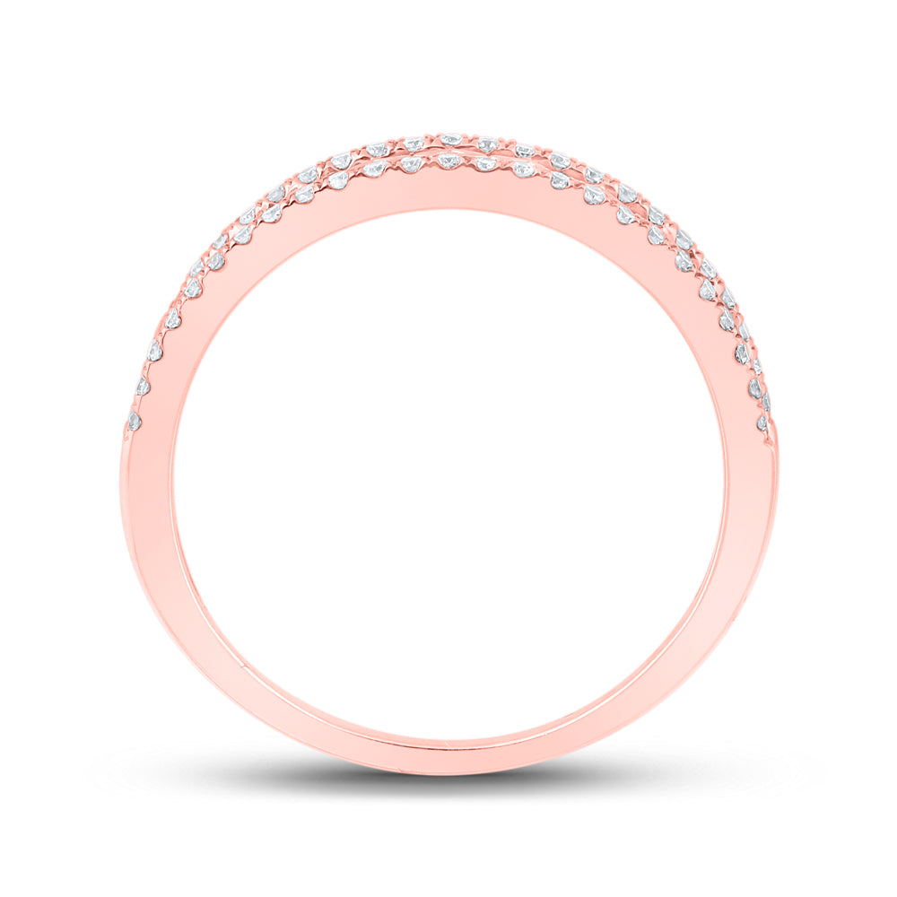 10K Rose Gold Womens Round Diamond Band Ring 1/5 Cttw, Womens Size: 5-10