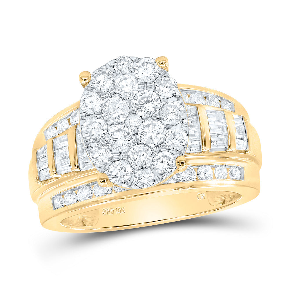 10K Yellow Gold Round Diamond Oval Bridal Wedding Engagement Ring 2ctw, Womens Size: 5-10