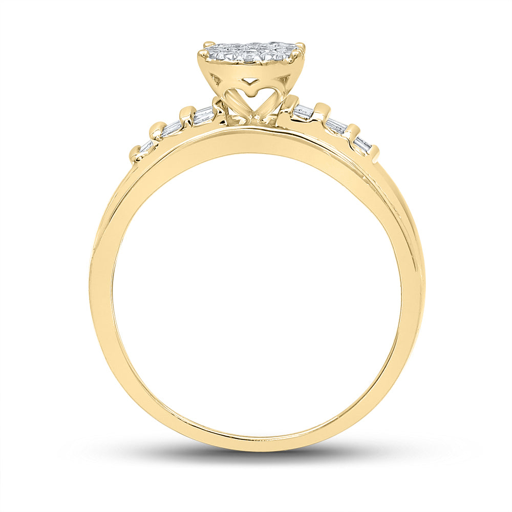 10K Yellow Gold Round Diamond Oval Bridal Wedding Engagement Ring 1/2 Cttw, Womens Size: 5-10