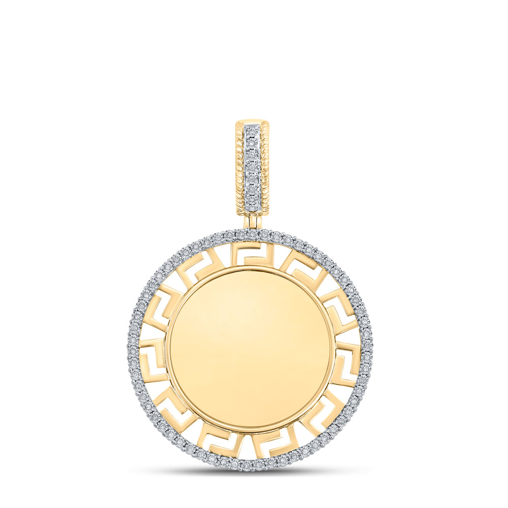 10kt Yellow Gold 1/5 Cttw Diamond Mirror Mens Charm