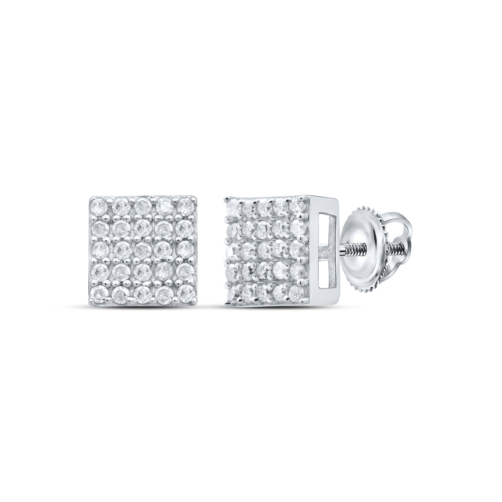 Sterling Silver 1/4 Cttw Diamond Square Earring