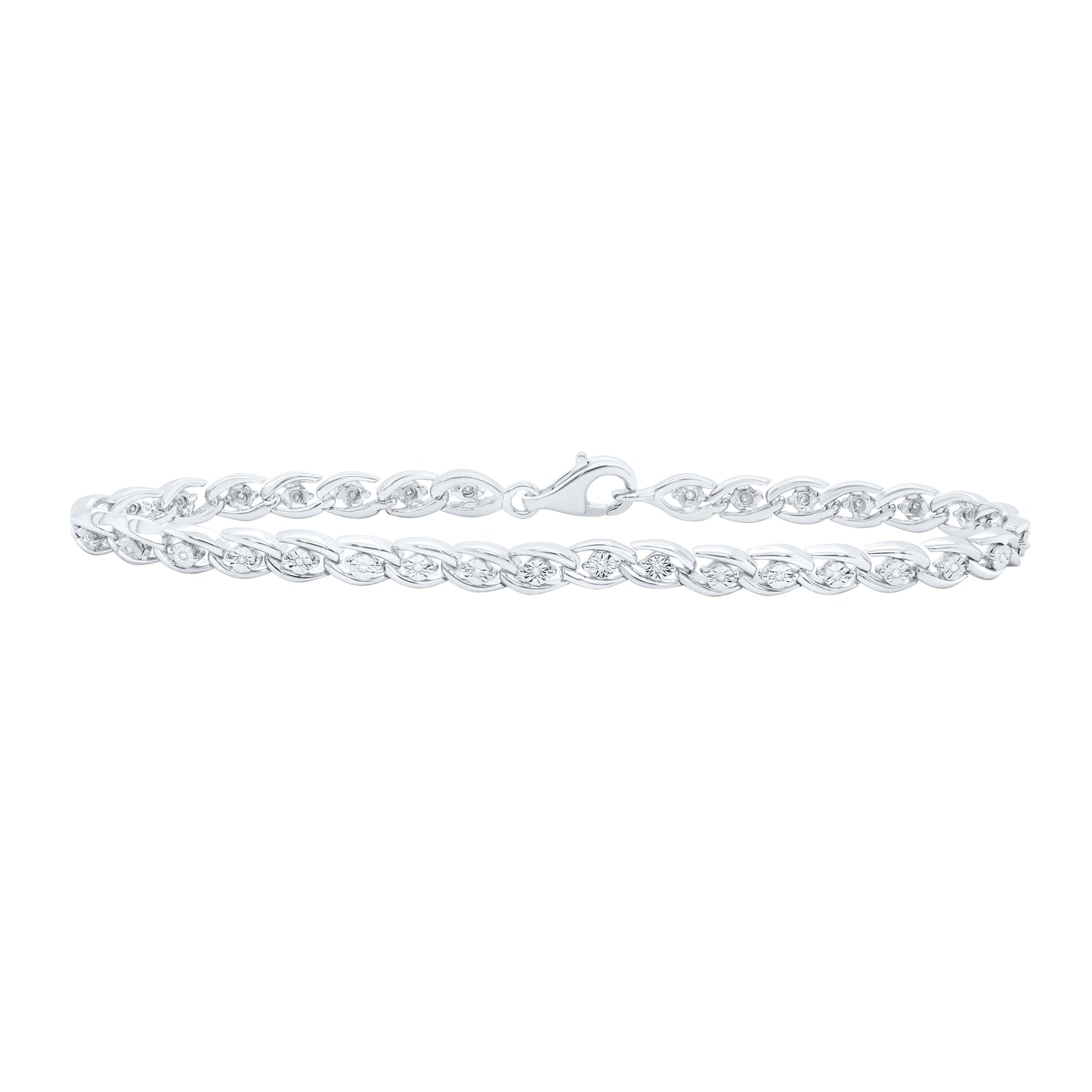 Sterling Silver Women's Round Dia. Fashion Bracelet 0.1 ctw