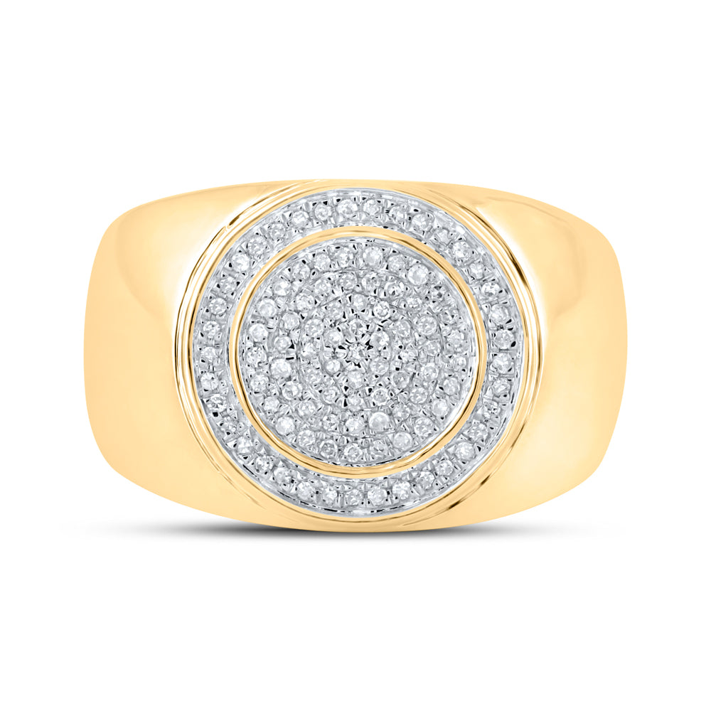 10kt Yellow Gold 1/3 Cttw Diamond Mens Ring, Men Size: 8-12