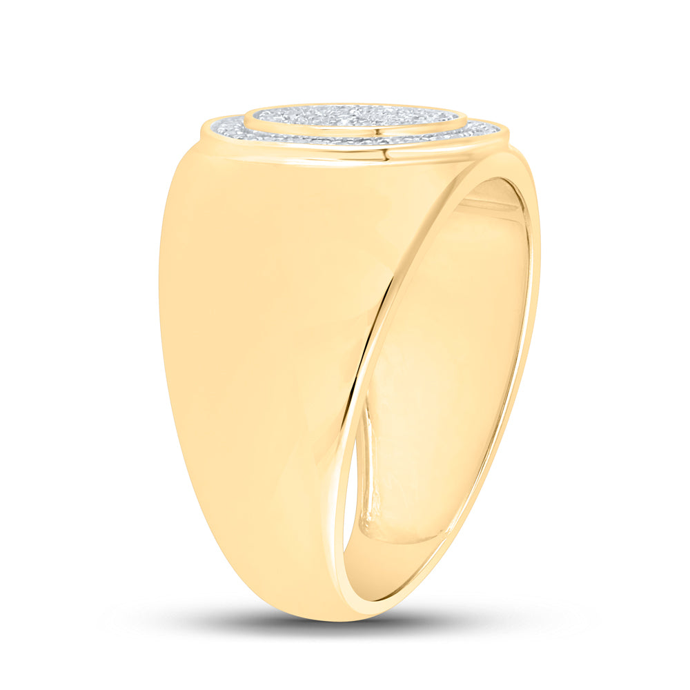 10kt Yellow Gold 1/3 Cttw Diamond Mens Ring, Men Size: 8-12