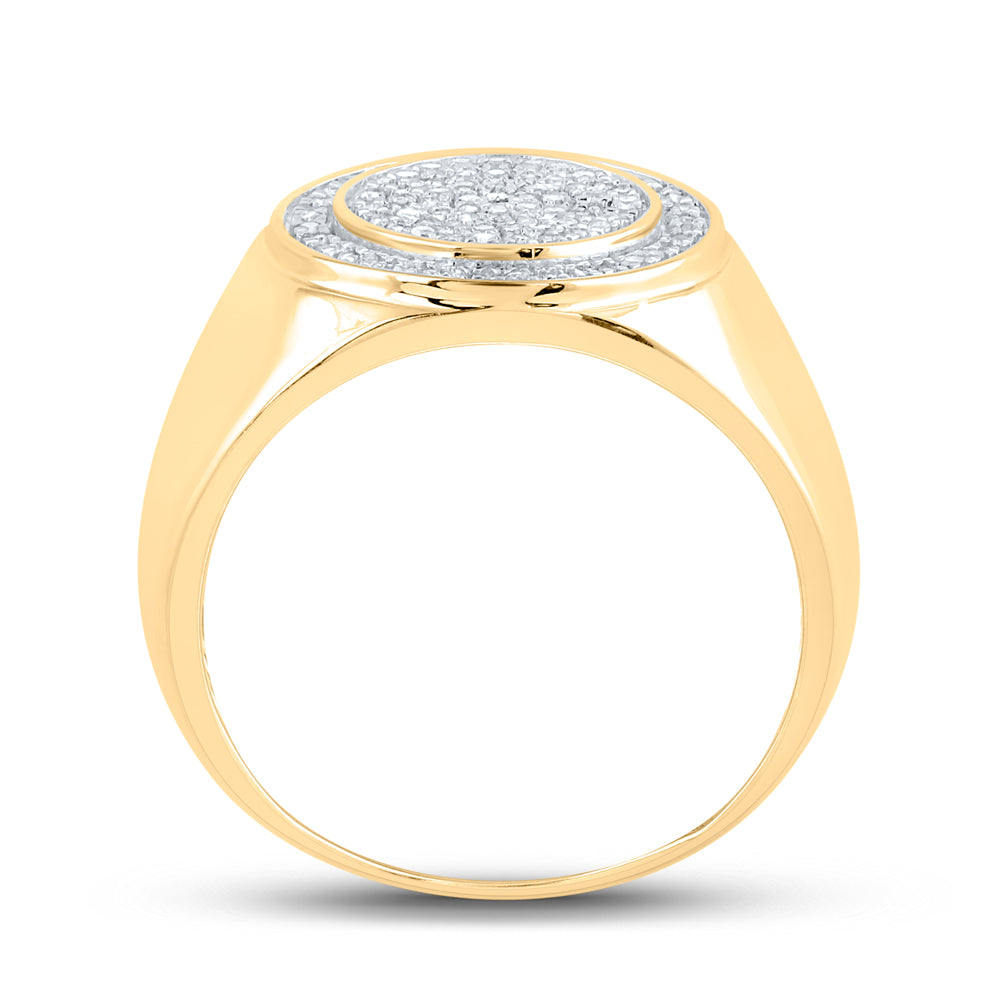 10kt Yellow Gold 1/3 Cttw Diamond Mens Ring, Men Size: 8-12