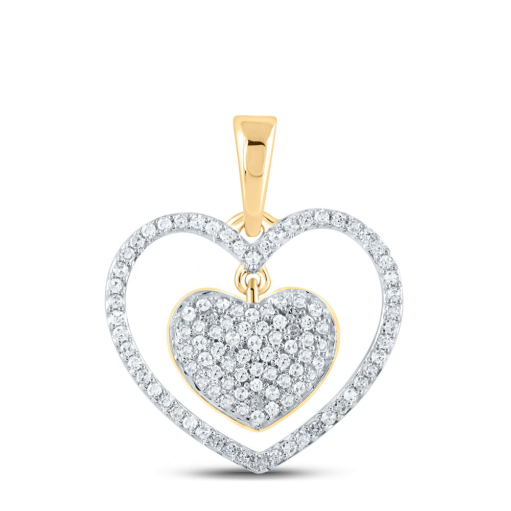 10kt Yellow Gold 1/3 Cttw Diamond Heart Pendant