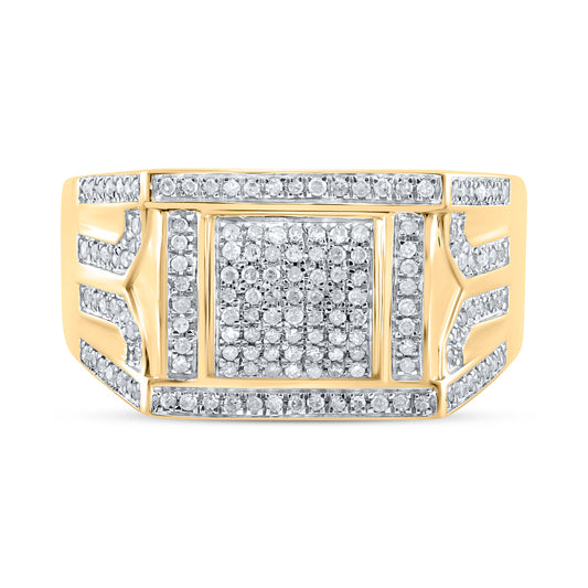 10kt Yellow Gold 3/8 Cttw Diamond Mens Ring, Men Size: 8-12