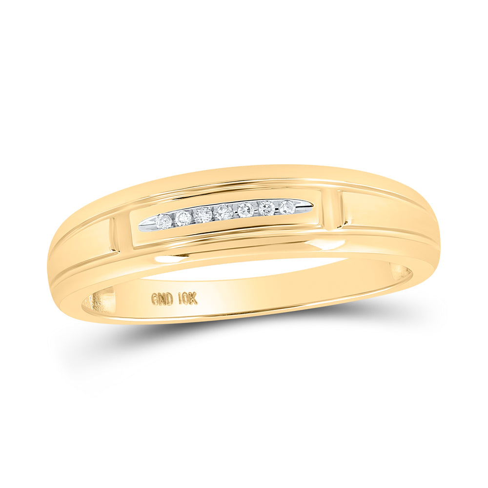 10kt Yellow Gold His & Hers 1/10 Cttw Diamond Bridal Wedding Ring Band Set, Women Size: 5-9, Men Size: 8-12